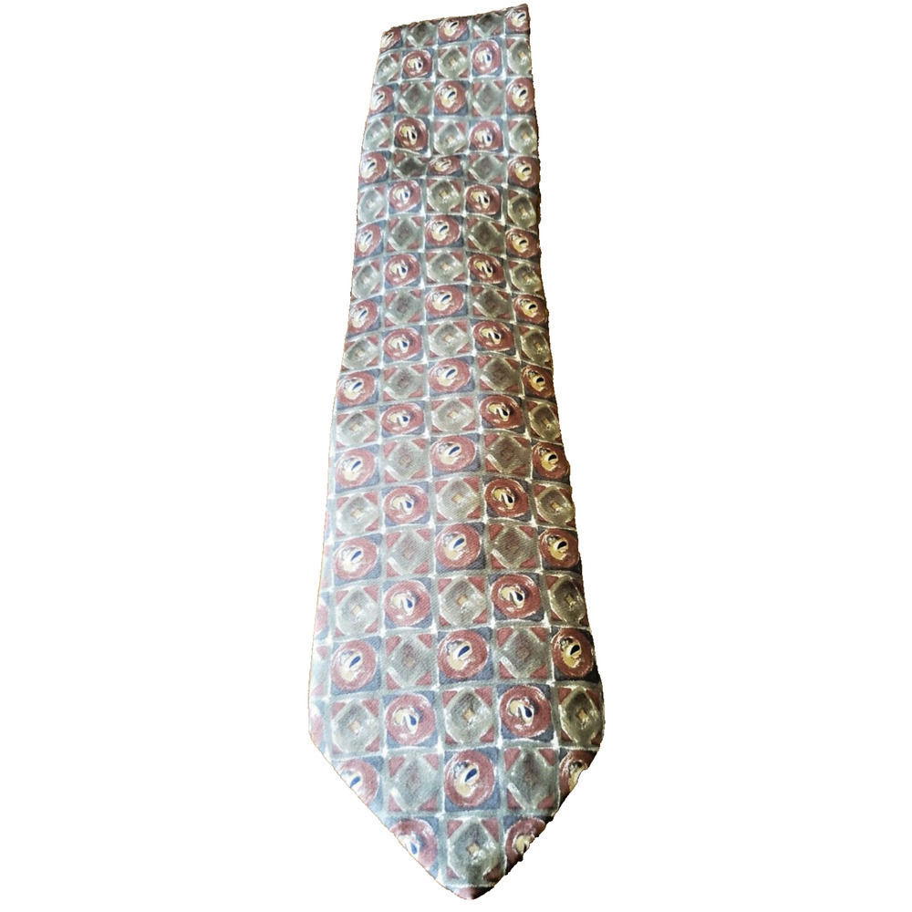 Van Heusen Easy Care Mens Square Diamond Pattern 4" x 61" Silver Long Necktie